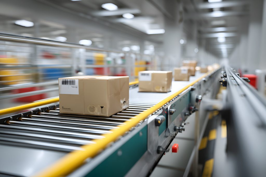 摄图网 602294611 仓库中带有纸箱的传送带(非企业商用)